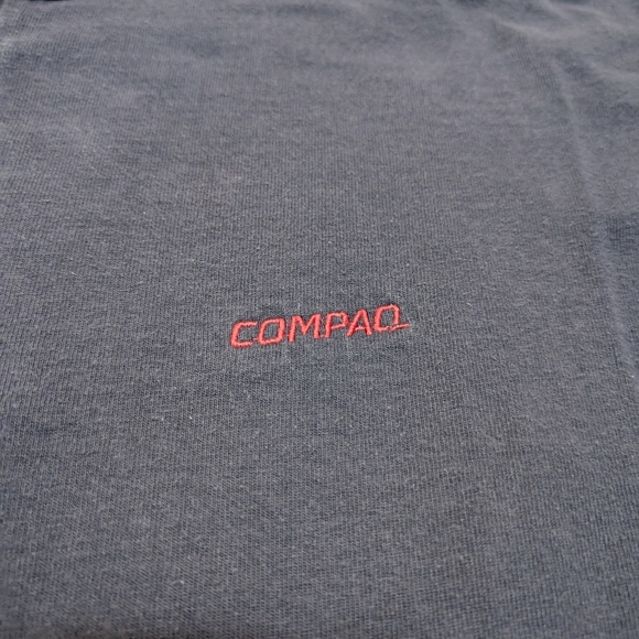 VTG 90s Compaq Computers Shirt Mens 2 XL Navy USA Made Cotton Deluxe - Picture 2 of 6